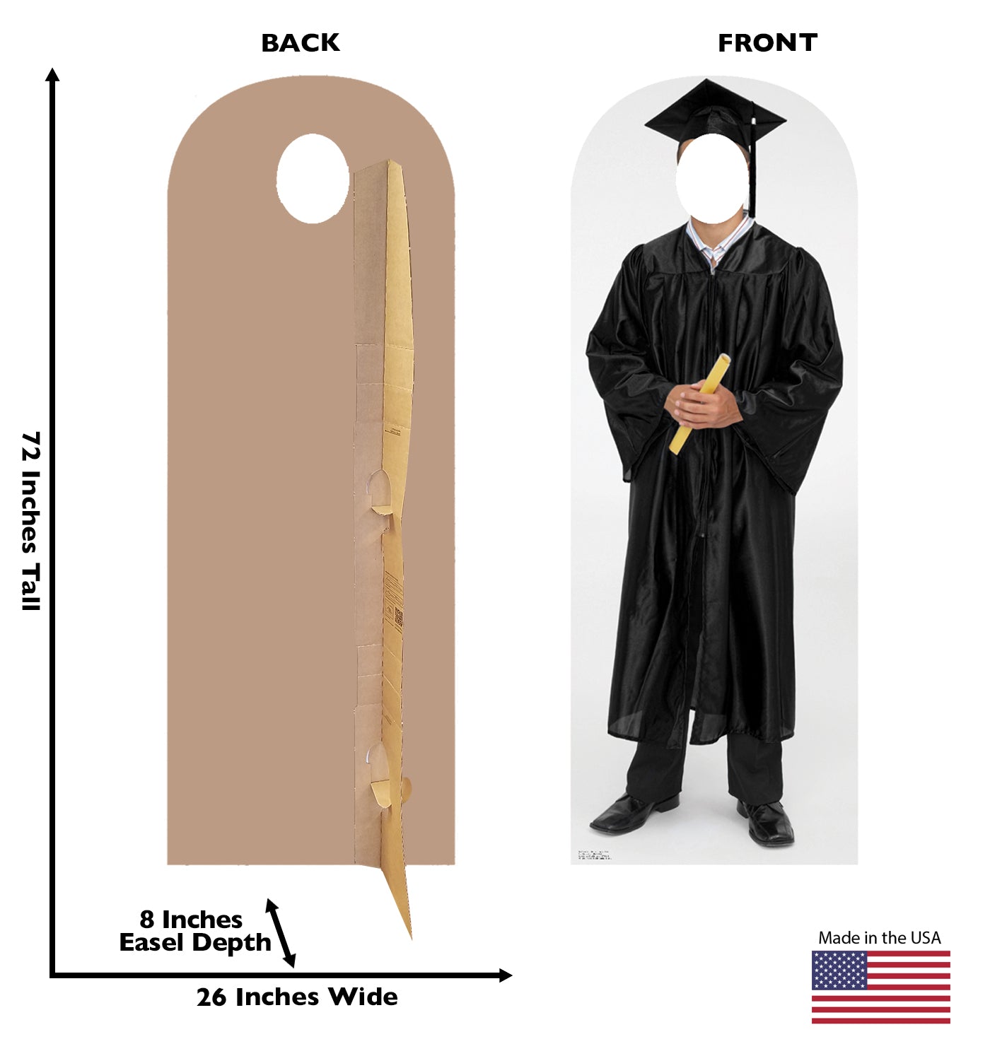 Life-size Male Graduate Black Cap and Gown Cardboard Cutout - All Cutouts
