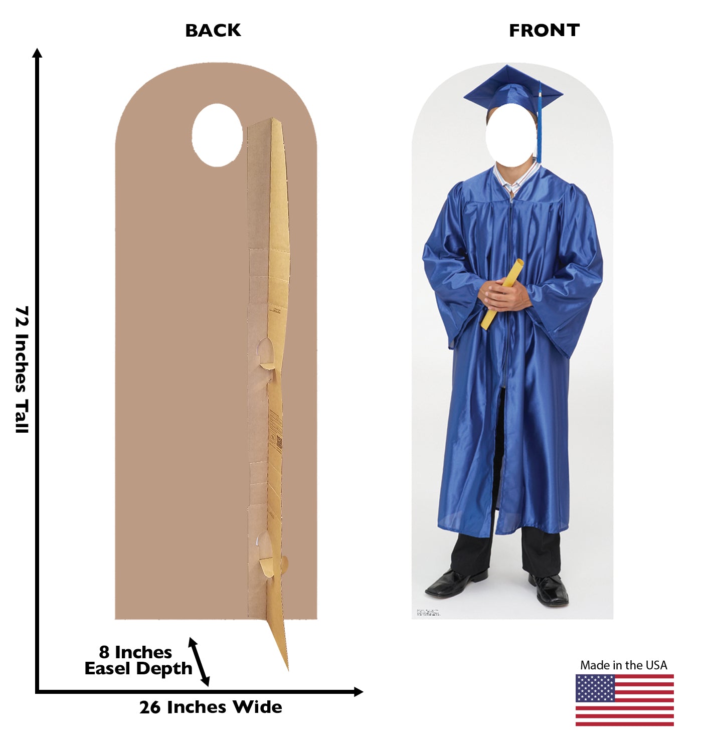 Life-size Male Graduate Blue Cap and Gown Cardboard Standup - All Cutouts
