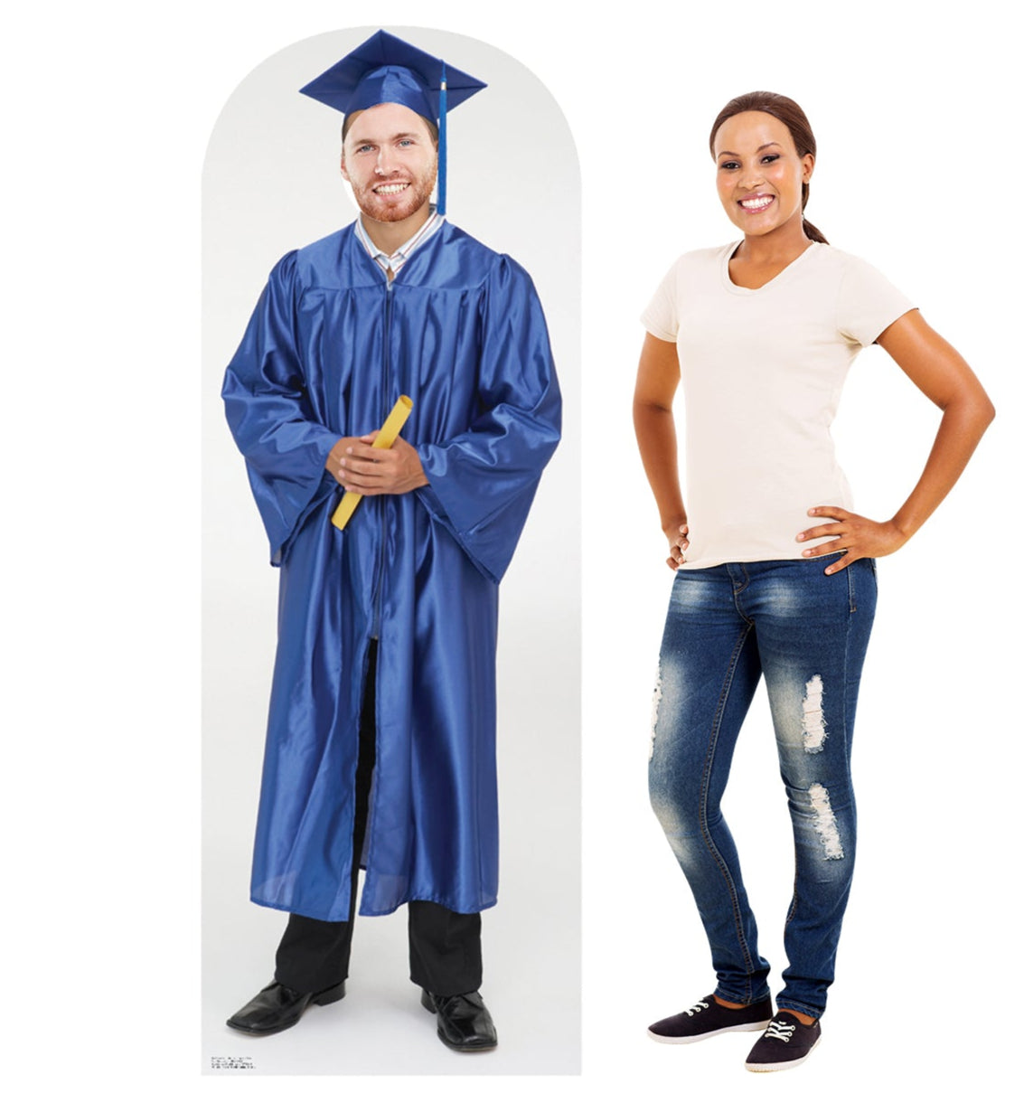 Life-size Male Graduate Blue Cap and Gown Cardboard Standup - All Cutouts