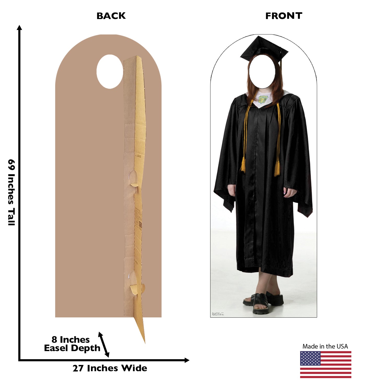 Life-size Female Graduate Black Cap and Gown Cardboard Cutout - All Cutouts