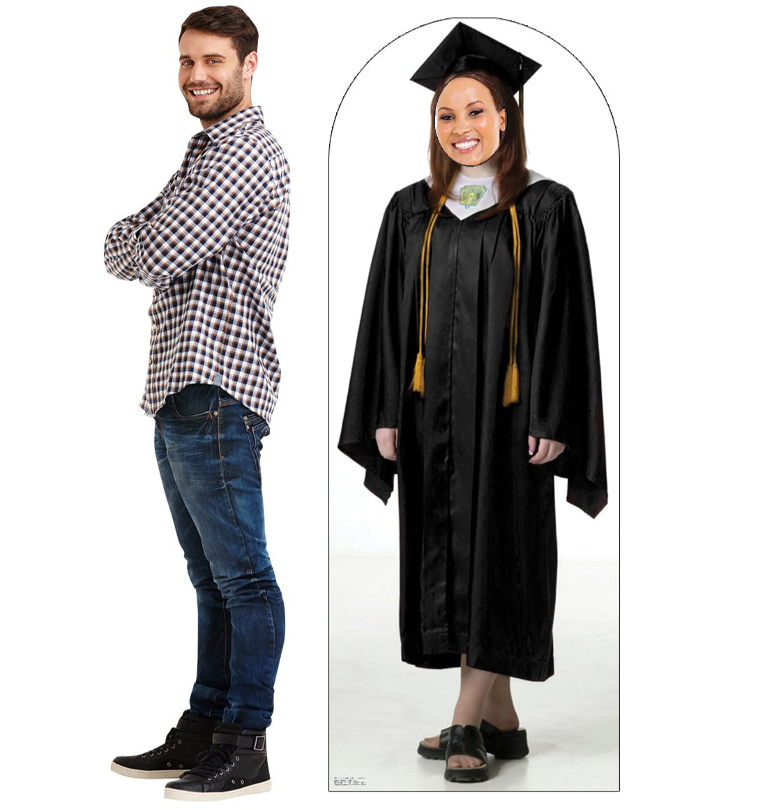 Life-size Female Graduate Black Cap and Gown Cardboard Cutout - All Cutouts