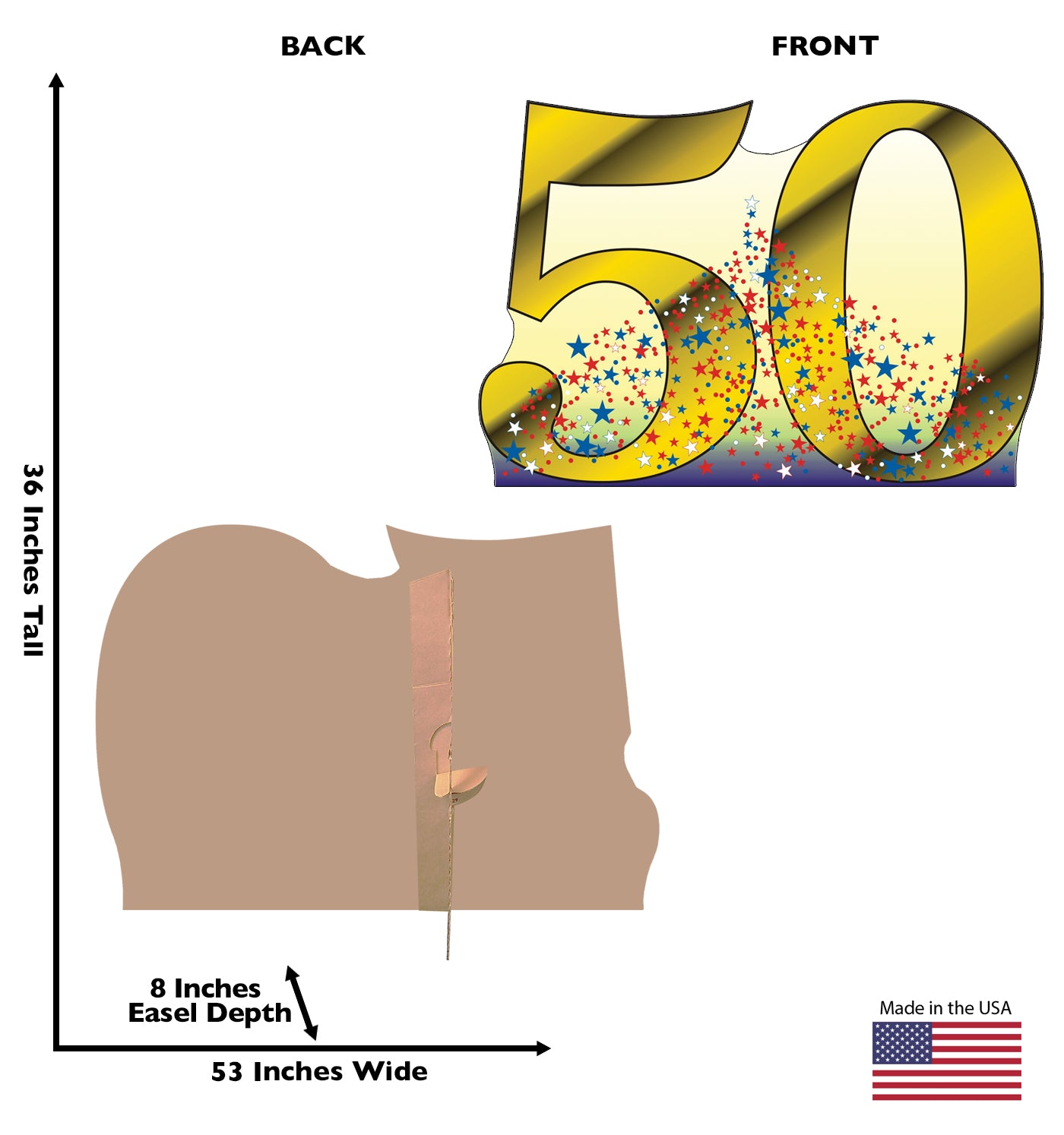 Life-size Gold Number 50 Cardboard Cutout - All Cutouts