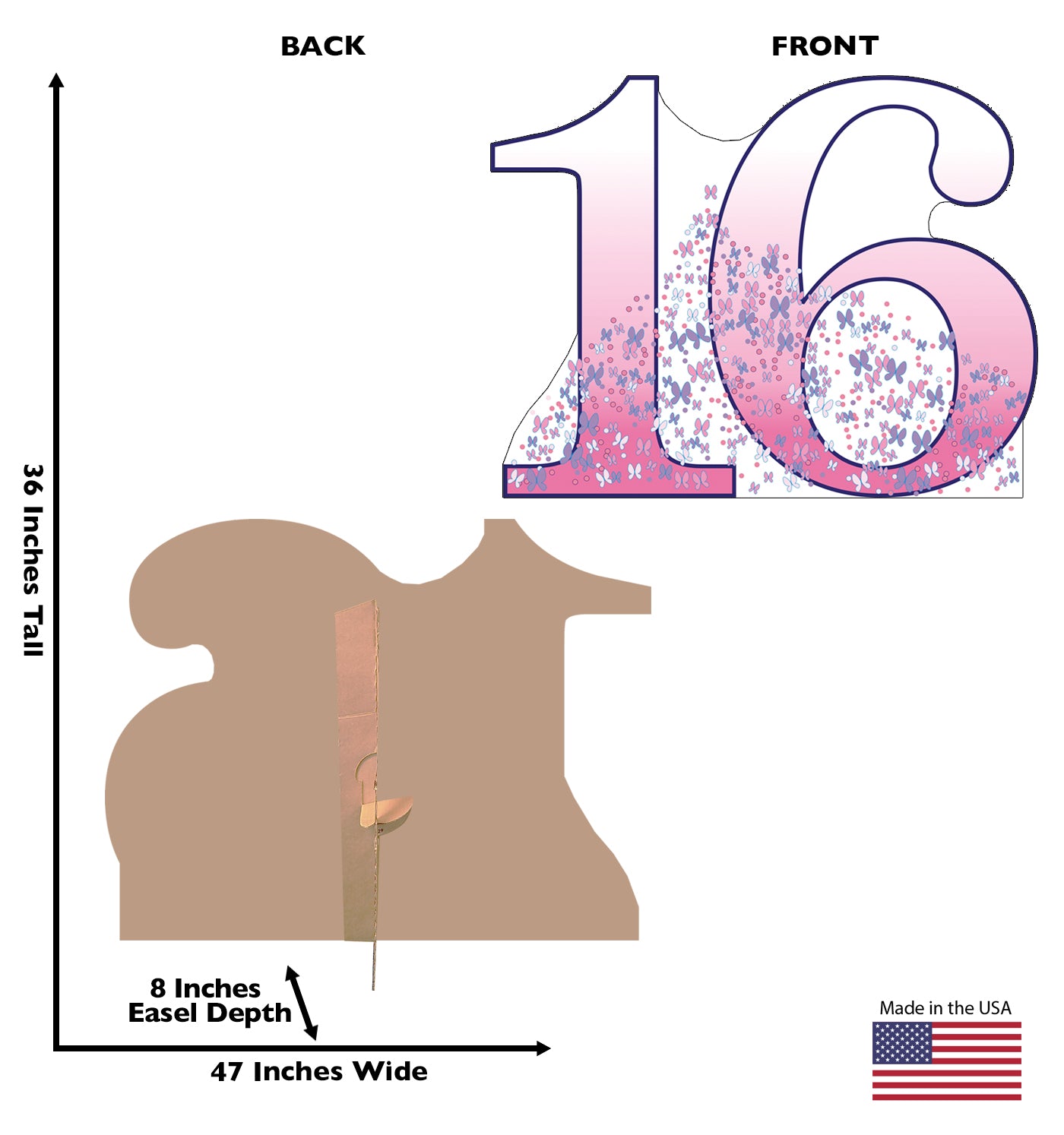 Life-size Number 16 Cardboard Standup | Cardboard Cutout - All Cutouts