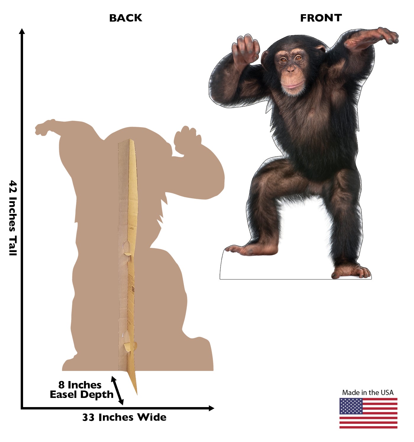 Life-size Young Chimpanzee Cardboard Cutout Standee - All Cutouts