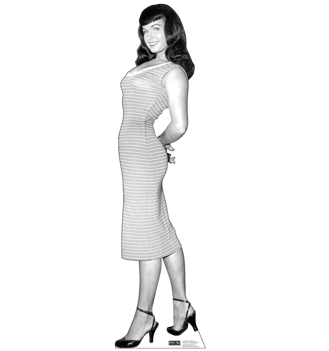 Life-size Bettie Page Striped Dress Cardboard Cutout - All Cutouts