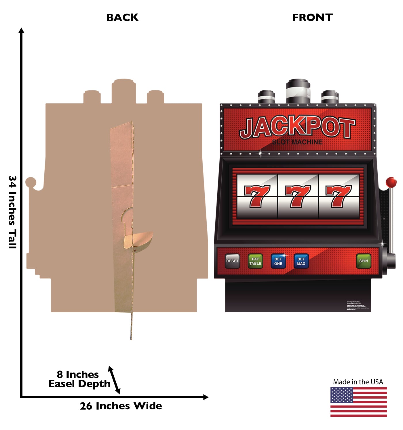 Life-size Vegas Slot Machine Cardboard Cutout - All Cutouts