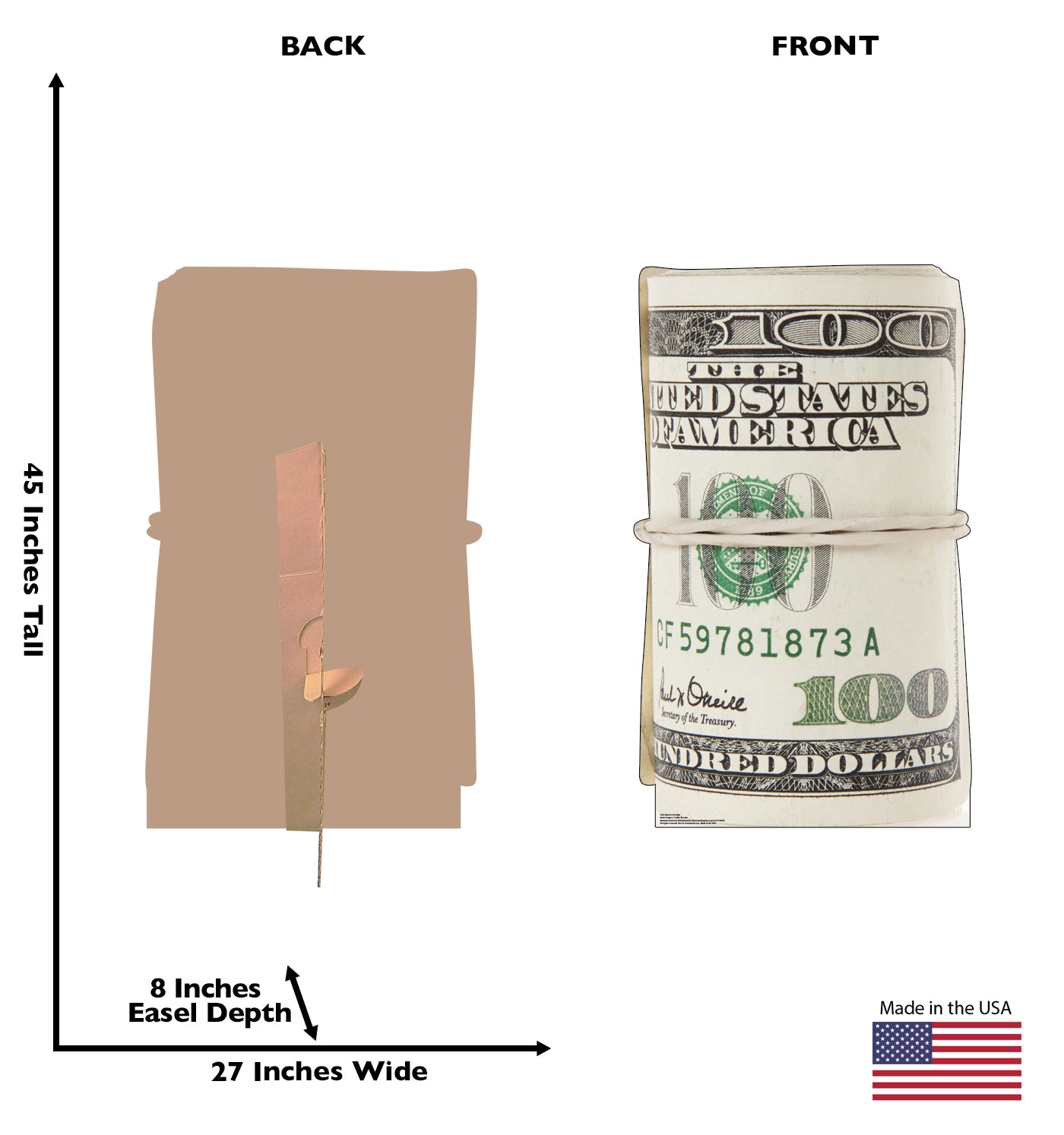 Life-size Roll of 100 Dollar Bills Cardboard Standup - All Cutouts