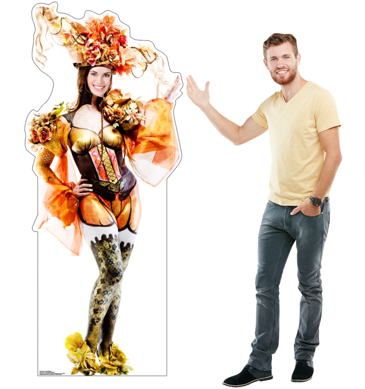 Life-size Mardi Gras Showgirl Stand-in Cardboard Standup - All Cutouts