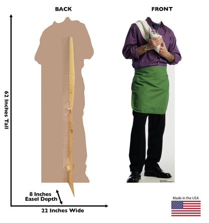 Life-size Green Apron Bartender Stand-in Cardboard Standup - All Cutouts