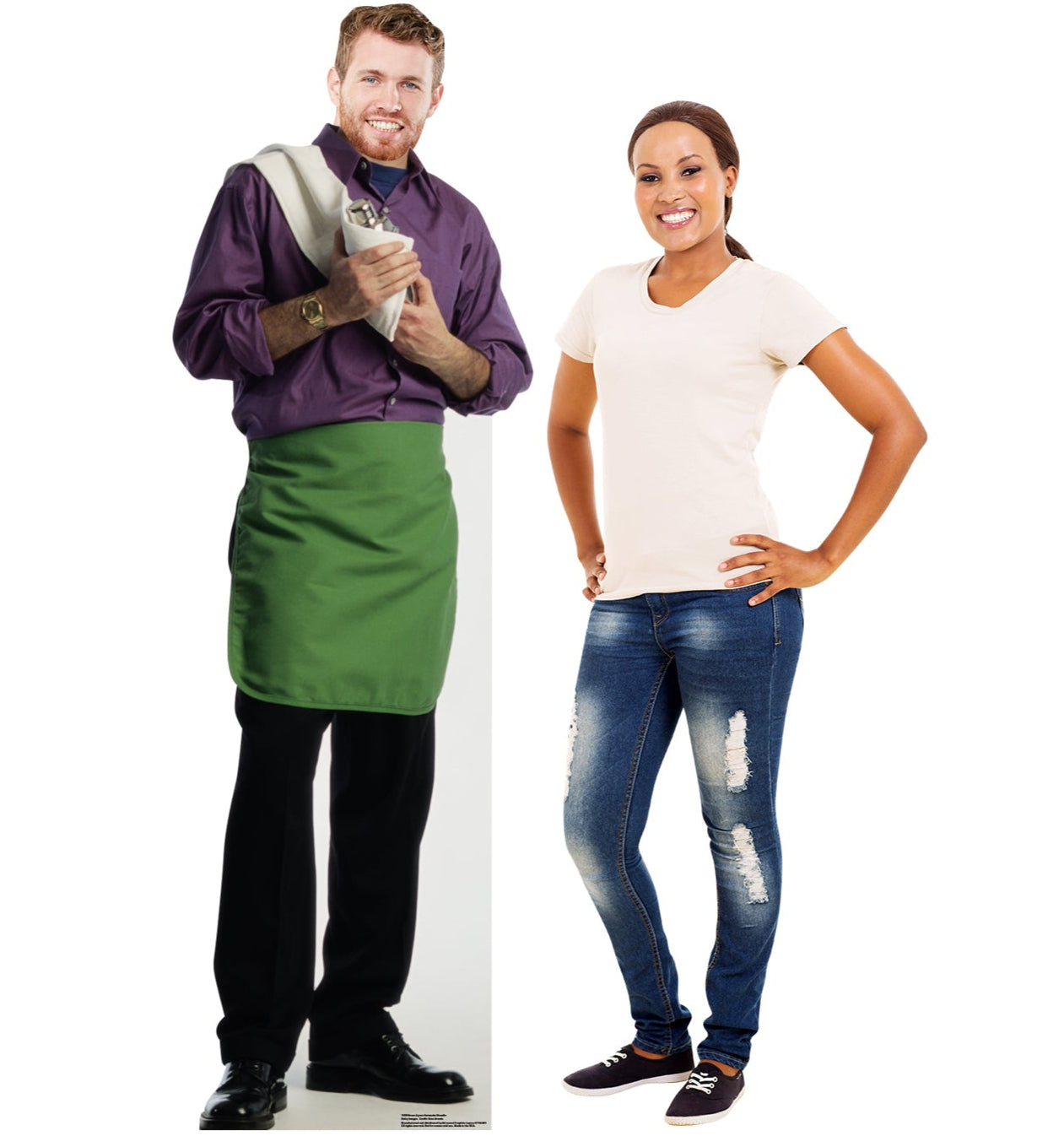Life-size Green Apron Bartender Stand-in Cardboard Standup - All Cutouts