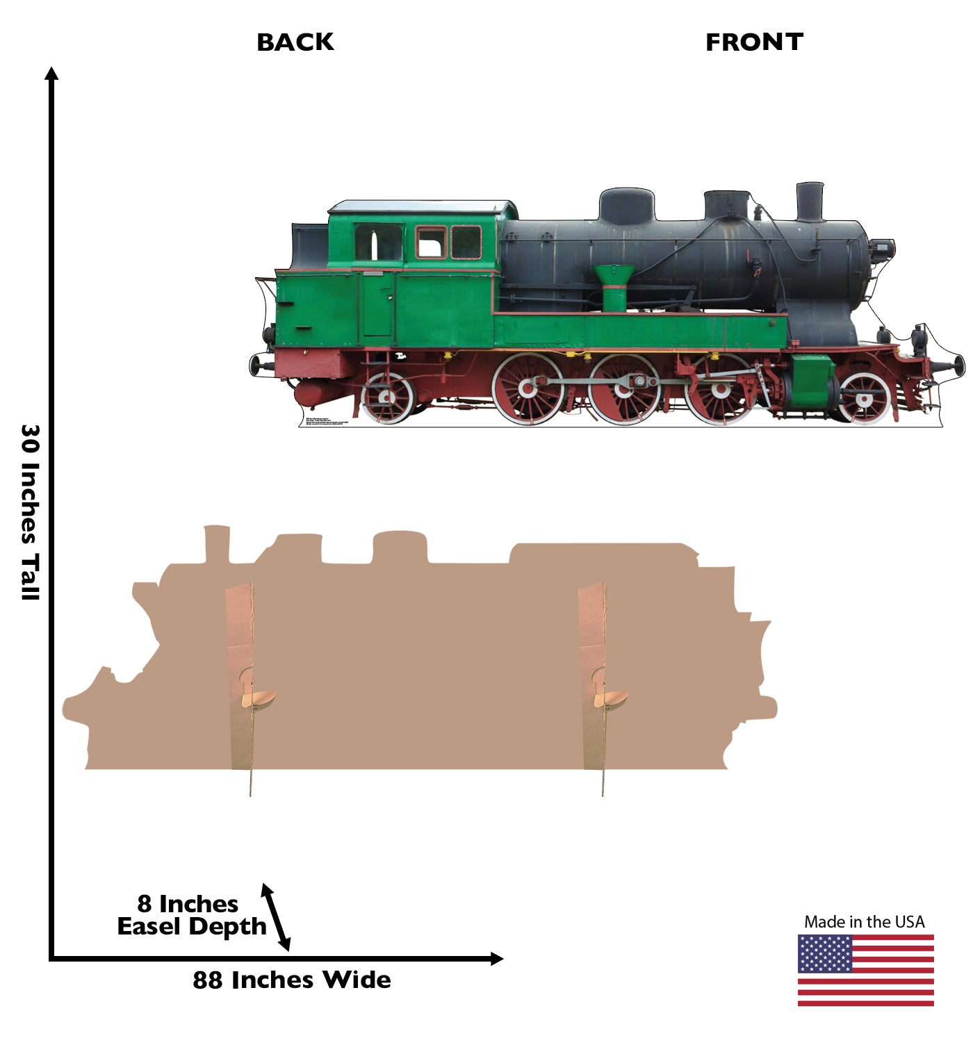Green and Red Steam Locomotive Cardboard Cutout - All Cutouts