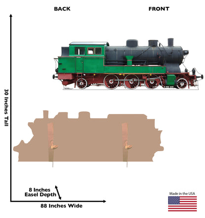 Green and Red Steam Locomotive Cardboard Cutout - All Cutouts