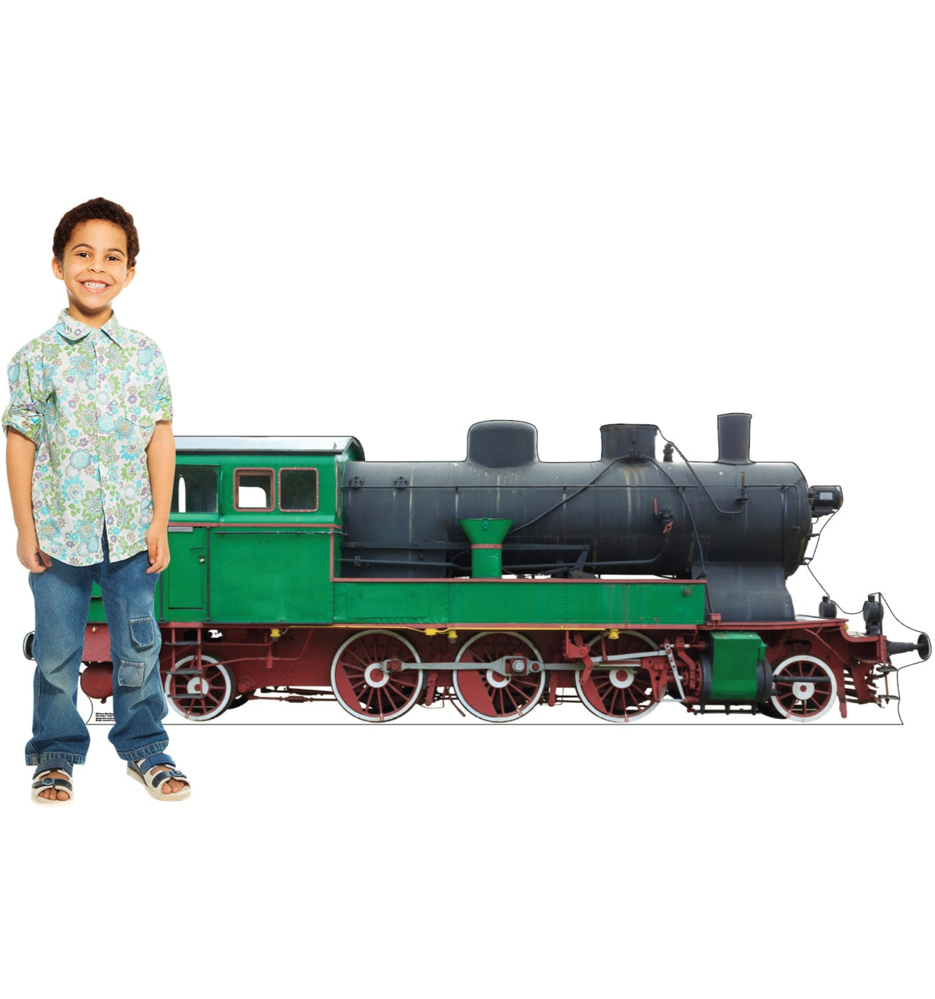 Green and Red Steam Locomotive Cardboard Cutout - All Cutouts