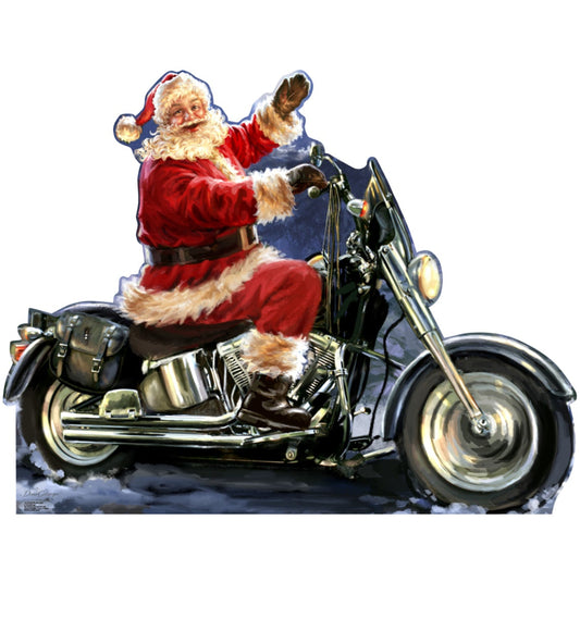Life-size Santa Motorcycle Dona Gelsinger Cardboard Cutout - All Cutouts