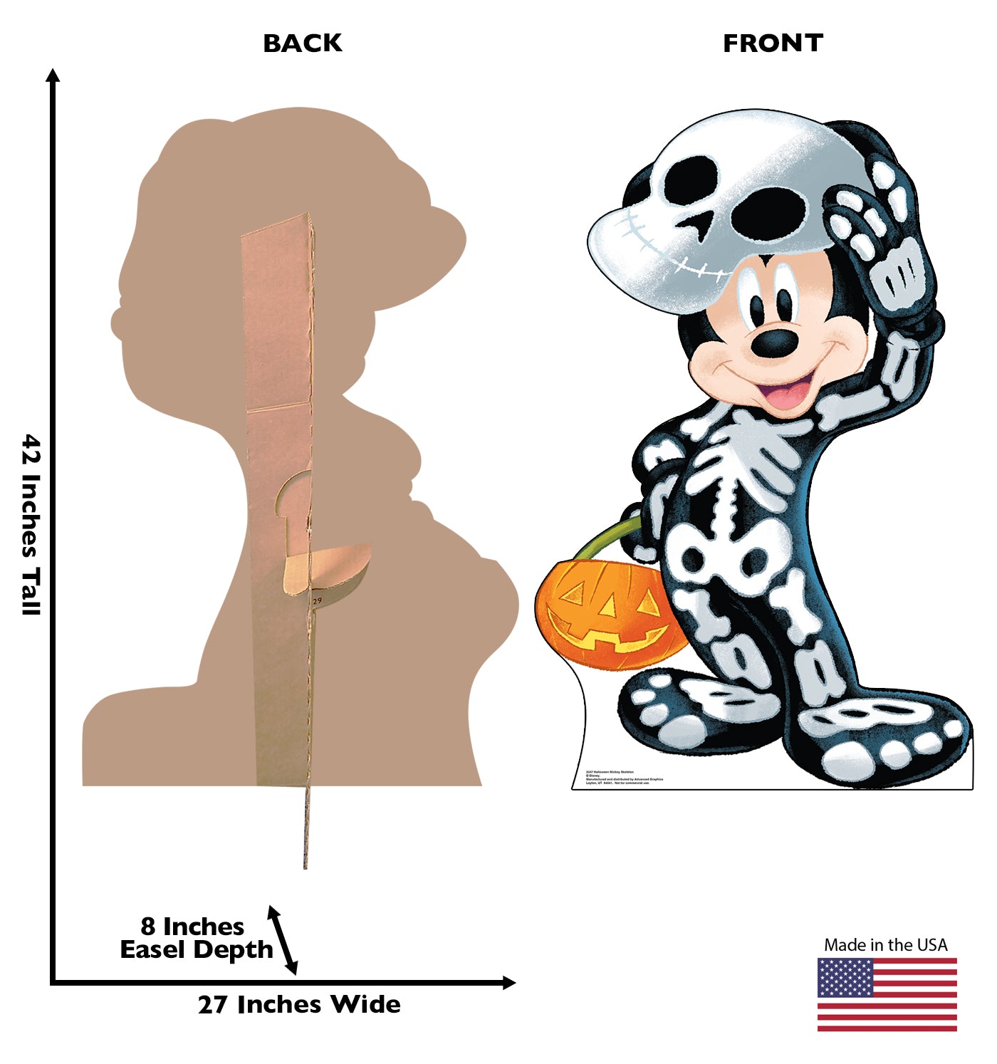 Life-size Halloween Mickey Skeleton Cardboard Cutout - All Cutouts