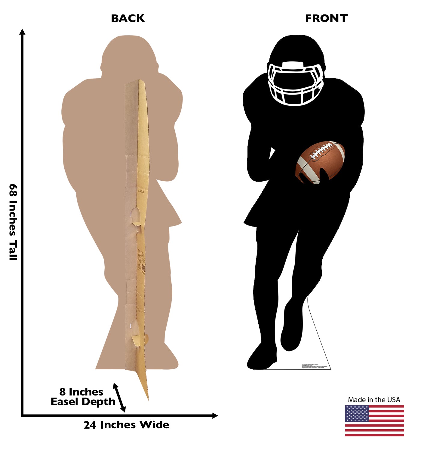 Life-size Football Player Running Back Silhouette Cardboard Standup - All Cutouts