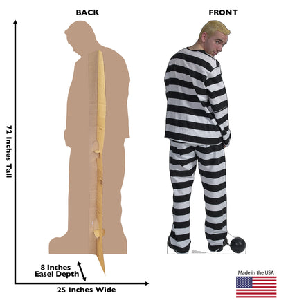 Life-Size Prisoner in Striped Suit Cardboard Cutout - All Cutouts