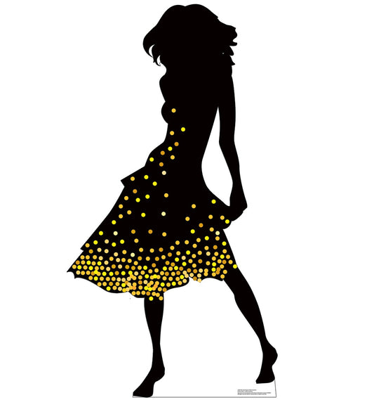 Life-Size Silhouette Dancer Yellow Sparkles Cardboard Cutout - All Cutouts