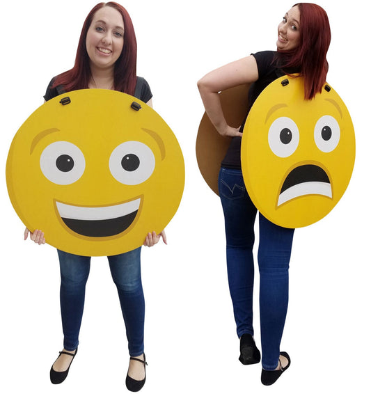 Life-Size Happy/Sad Emoji Costume Cardboard Cutout - All Cutouts