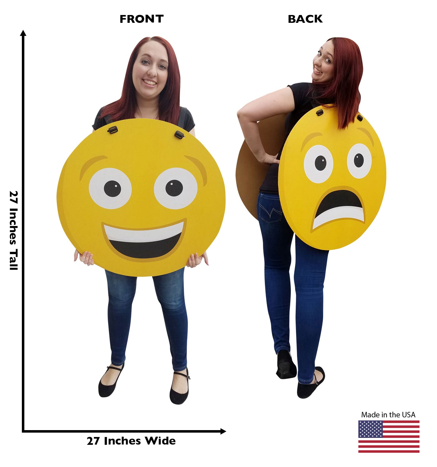 Life-Size Happy/Sad Emoji Costume Cardboard Cutout - All Cutouts