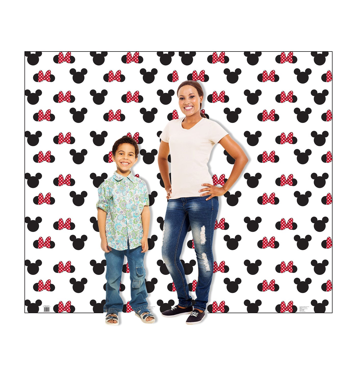 Mickey and Minnie Ears Step and Repeat Double Wide Life-Size Cardboard Standup - All Cutouts