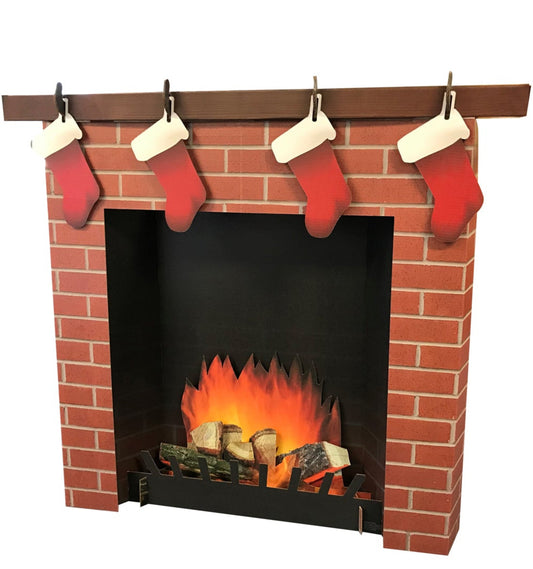 Life-Size 3D Brick Fireplace Cardboard Cutout - All Cutouts