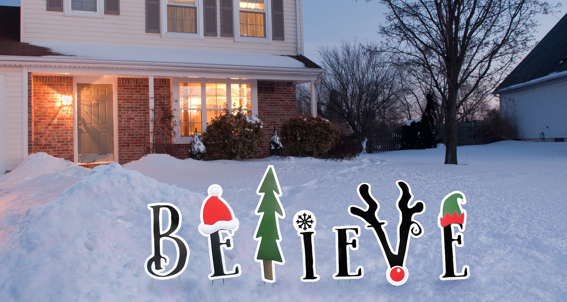 Believe Christmas Life-Size Coroplast Outdoor Yard Sign - All Cutouts