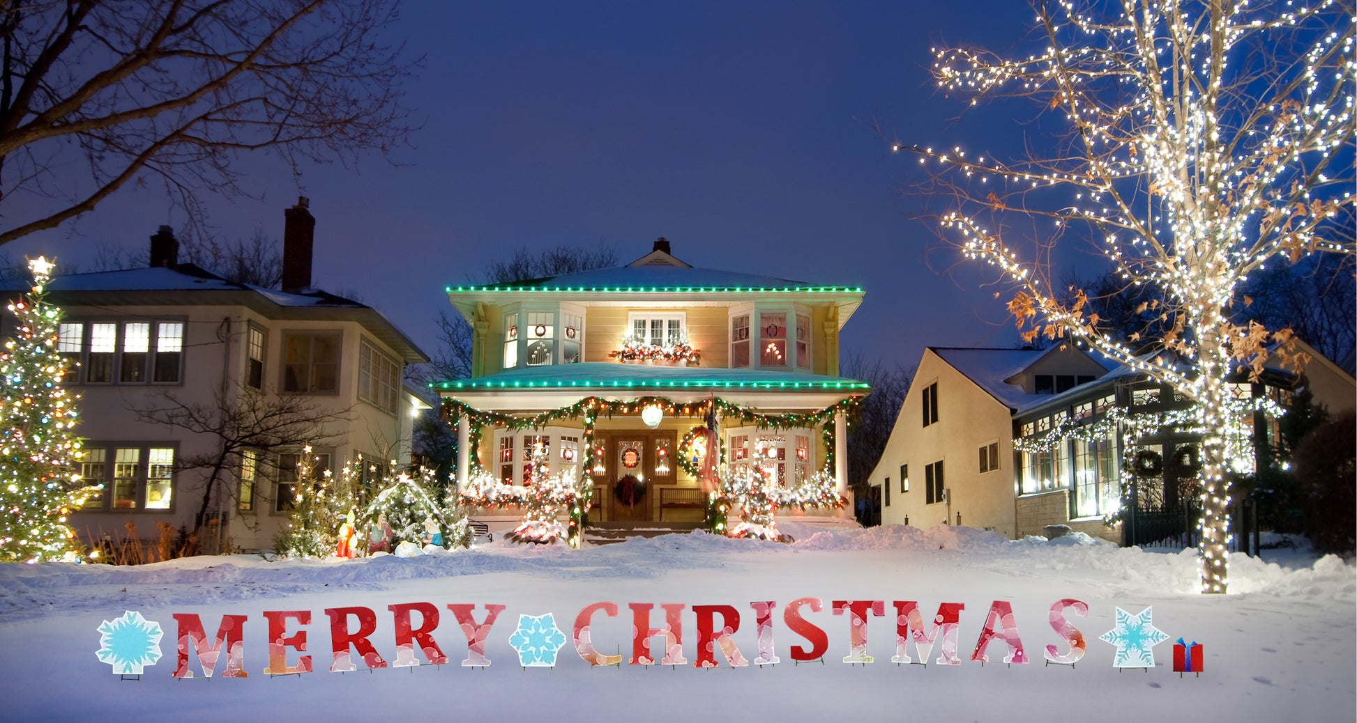 Merry Christmas Outdoor Yard Sign Decor - All Cutouts