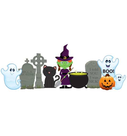 Witch and Ghosts Outdoor Coroplast Cutout