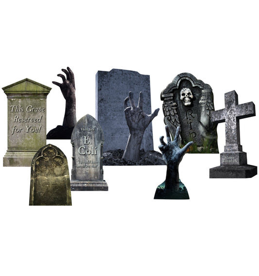Tombstone and Hands Set Outdoor Halloween Coroplast Cutout