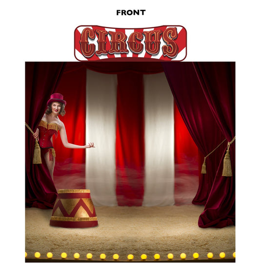 Circus Backdrop Double Wide with Header Cardboard Cutout