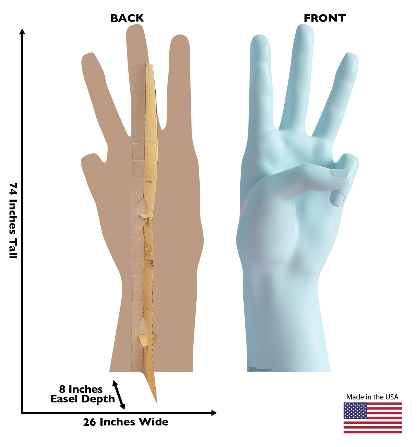 Life-Size Number 3 Hand Cardboard Cutout