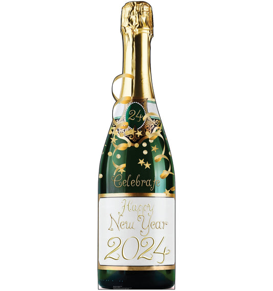 Life-Size New Year's Champagne Bottle Cardboard Cutout - All Cutouts