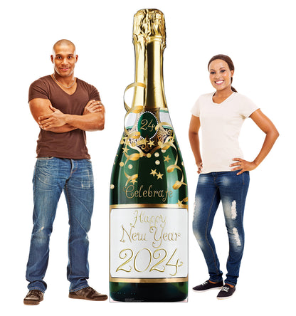 Life-size Cardboard Cutout of New Year's Champagne Bottle - All Cutouts