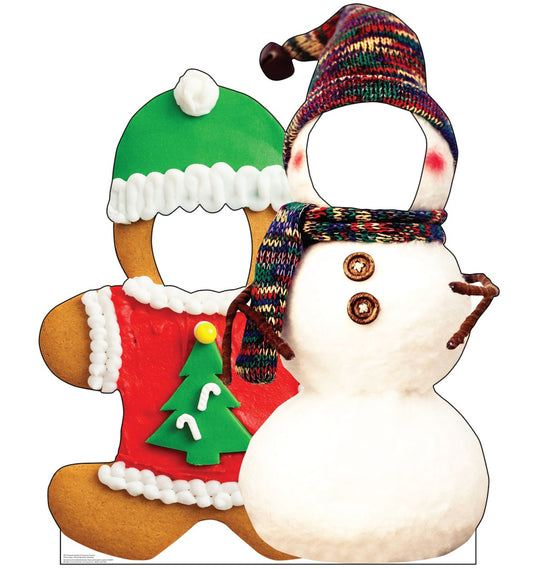 Life-Size Gingerbread & Snowman Stand-In Cardboard Cutout - All Cutouts