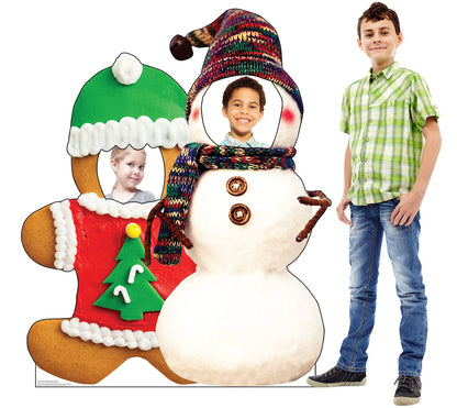 Life-Size Gingerbread & Snowman Stand-In Cardboard Cutout - All Cutouts