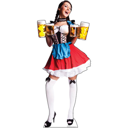 Life-Size Bar Maiden (Red Skirt) Cardboard Cutout - All Cutouts