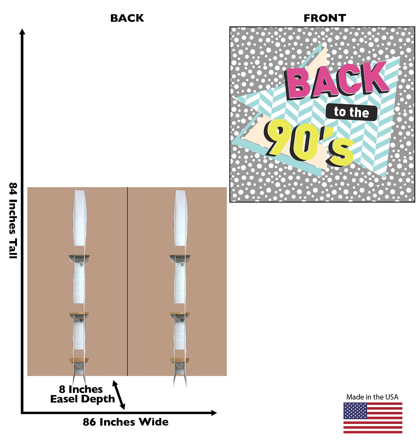 90s Backdrop Double Wide Life-Size Cardboard Cutout - All Cutouts