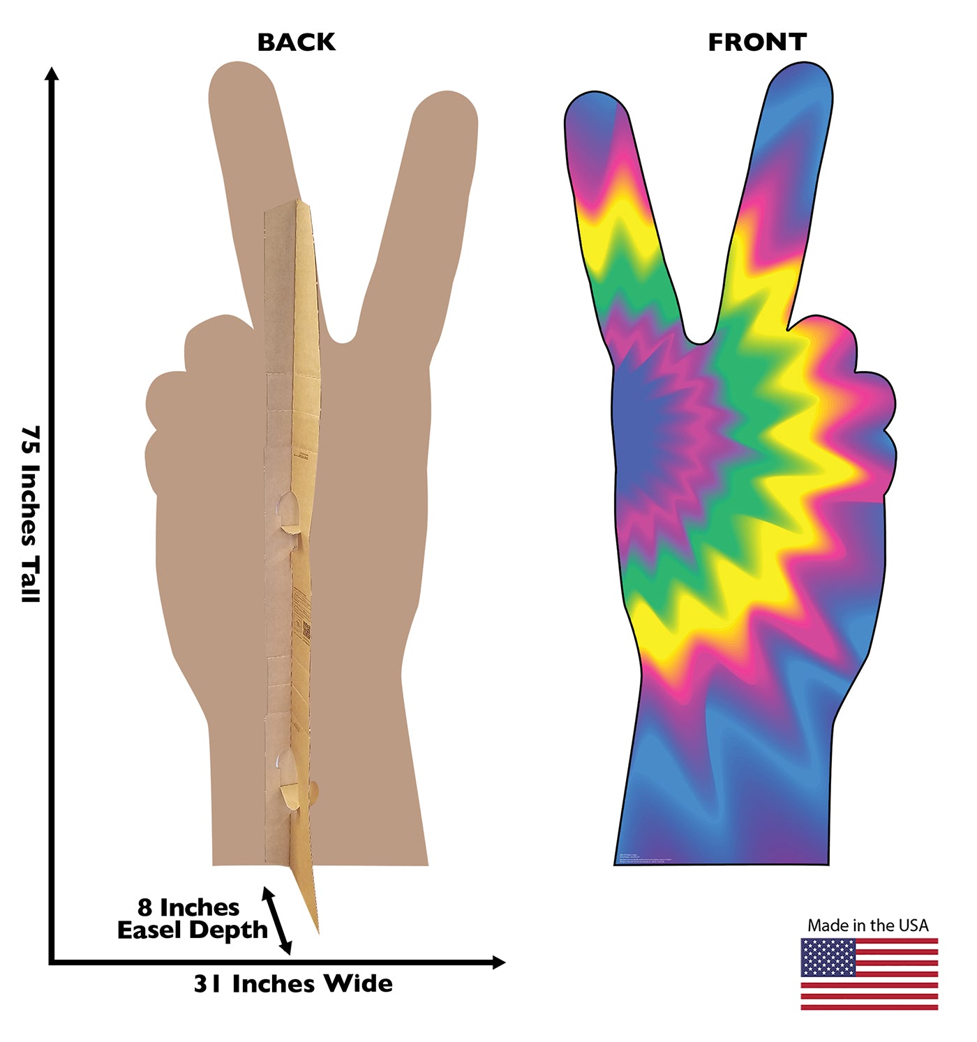 Life-Size 70s Peace Fingers Cardboard Cutout - All Cutouts