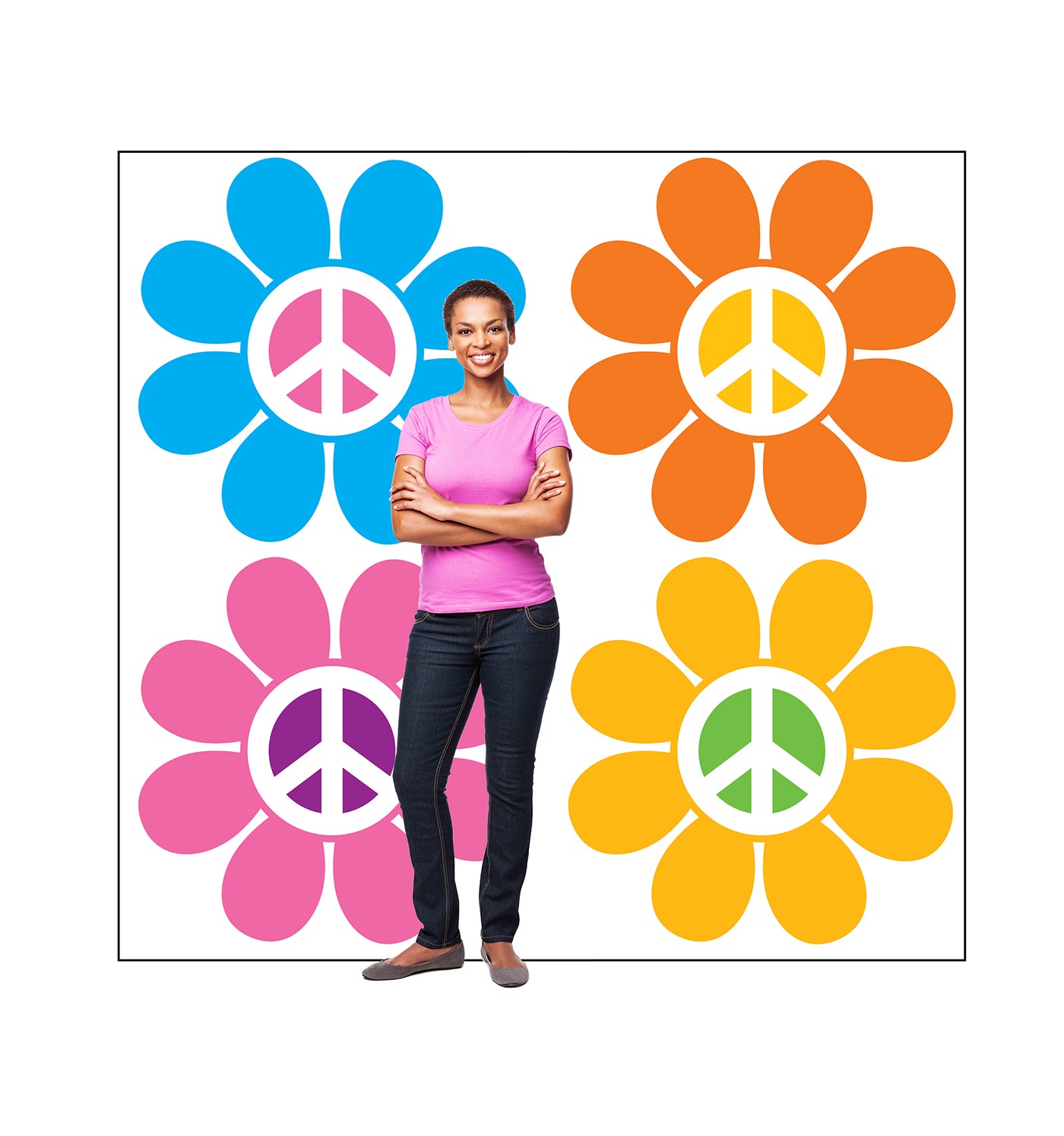 70s Backdrop Double Wide Life-Size Cardboard Standee - All Cutouts