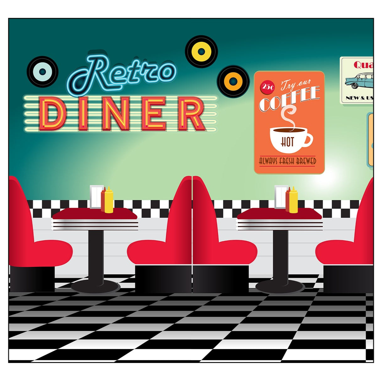 50s Backdrop Double Wide Life-Size Cardboard Cutout - All Cutouts
