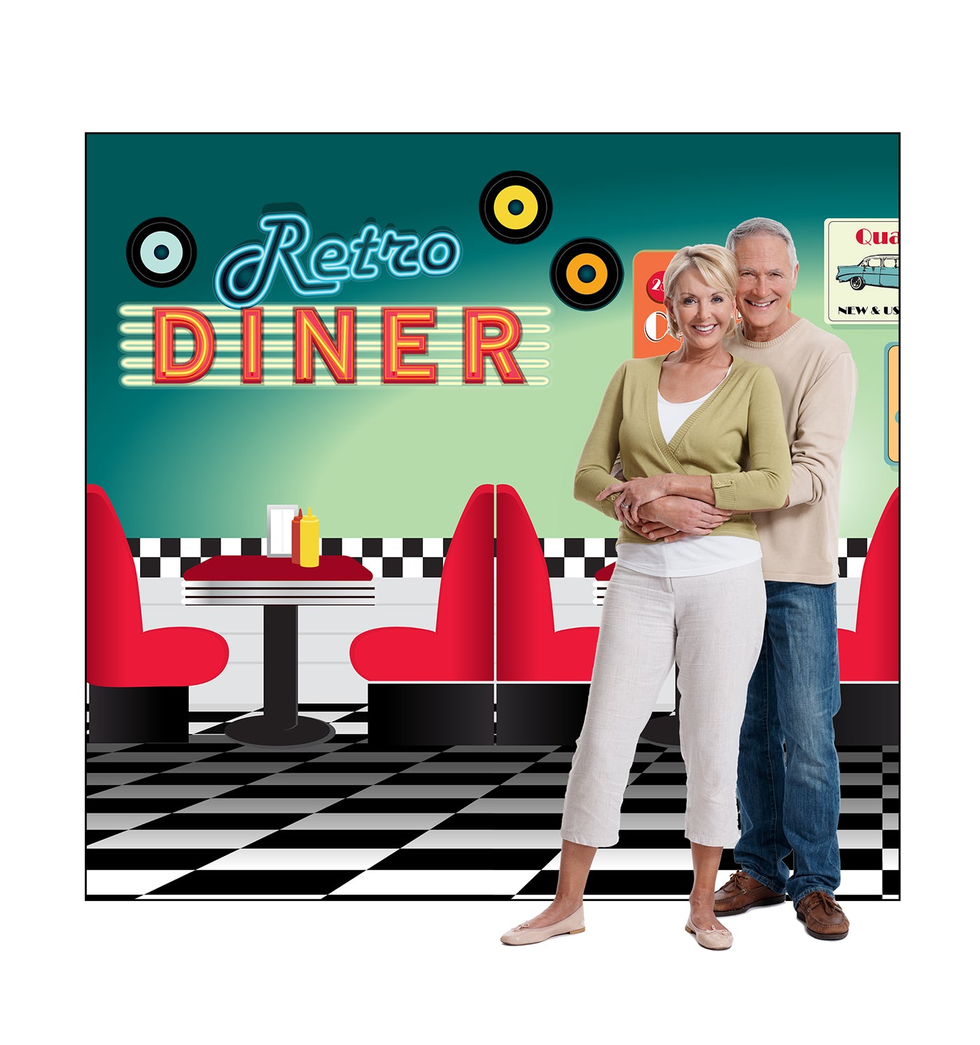 50s Backdrop Double Wide Life-Size Cardboard Cutout - All Cutouts