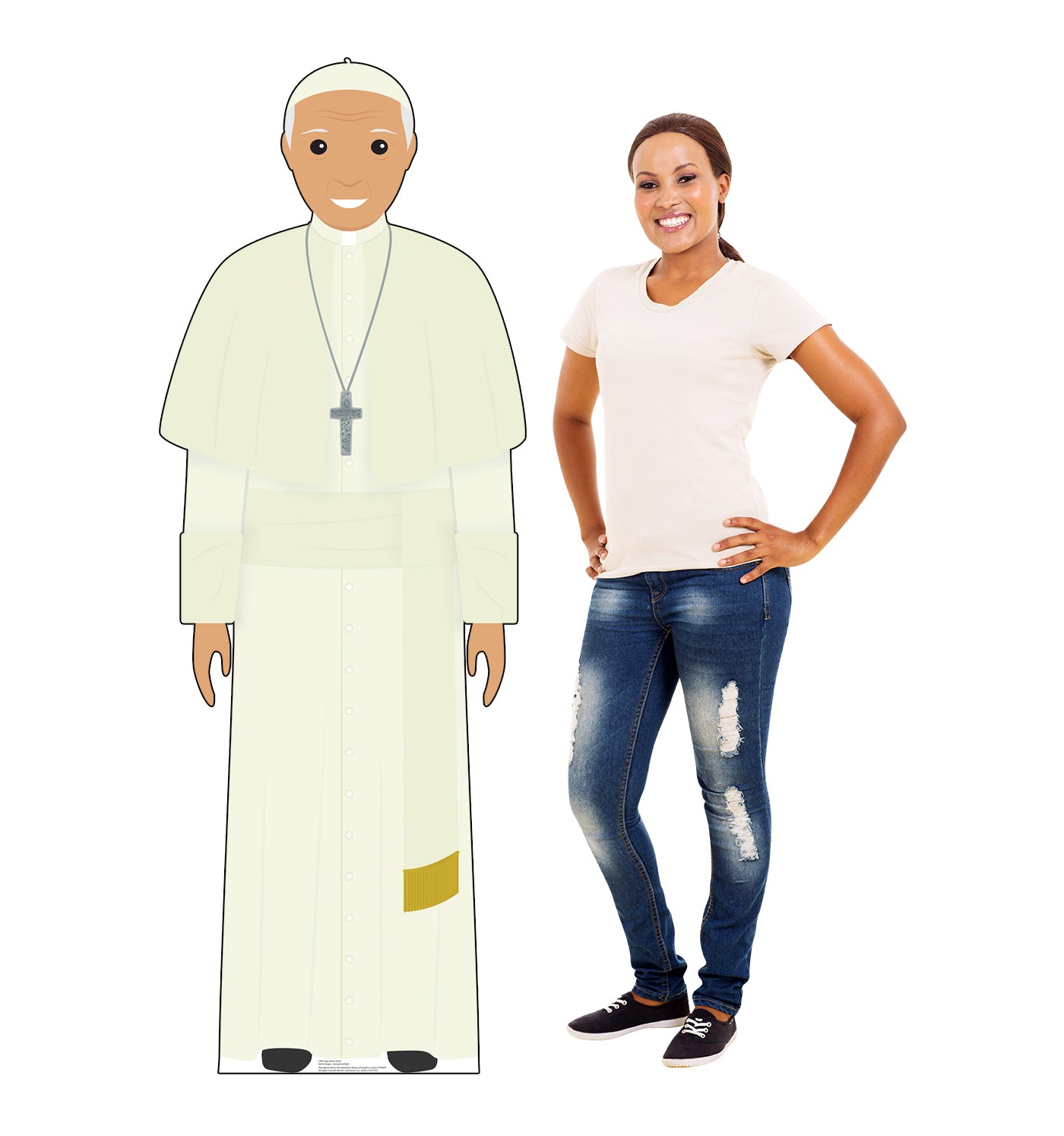 Life-Size Pope in White Outfit Cardboard Cutout