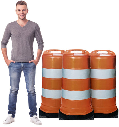Life-Size Construction Barrels (Set of 3) Cardboard Cutouts - All Cutouts