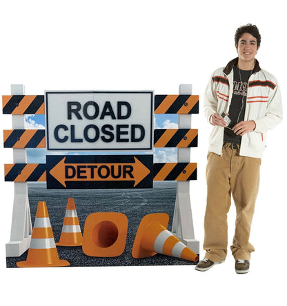 Life-Size Road Closed Detour Sign Cardboard Cutout - All Cutouts