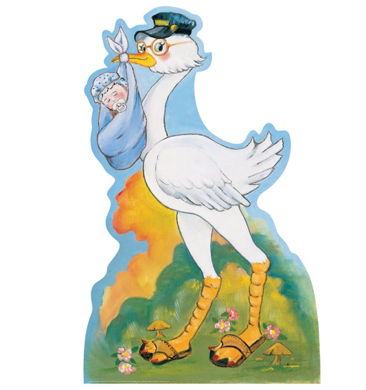 Life-size Stork with Baby Boy Cardboard Cutout - All Cutouts