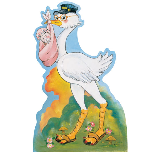 Life-size Stork with Baby Girl Cardboard Cutout - All Cutouts