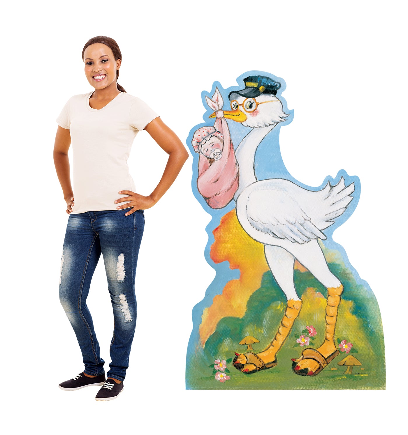 Life-size Stork with Baby Girl Cardboard Cutout - All Cutouts