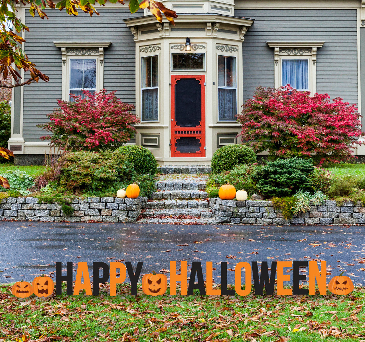 Happy Halloween and Pumpkins Coroplast Outdoor Yard Letters - All Cutouts