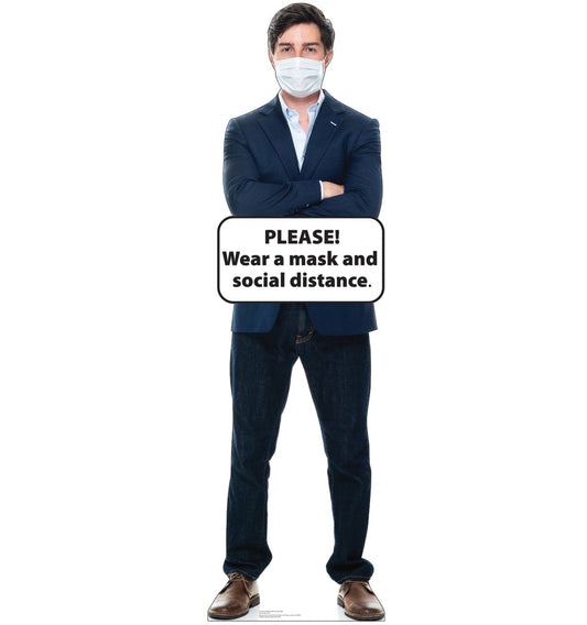 Life-Size Cardboard Standee - Social Distance Mask Standee Male - All Cutouts